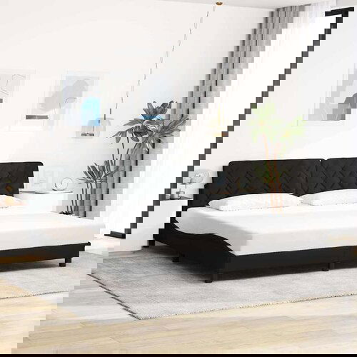 VidaXL Okvir za krevet bez madraca crni 200x200 cm od tkanine Slike