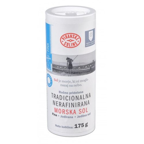 SOLINE Pridelava soli d.o.o. Tradicionalna fina jodirana nerafinirana morska sol 175 g Slike