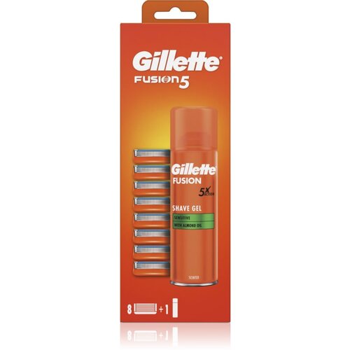 Gillette Fusion5 Sensitive gel za britje + nadomestne britvice 8 kos 8 kos Slike