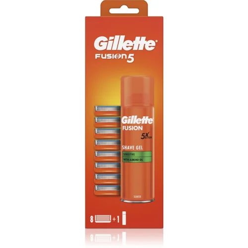 Gillette Fusion5 Sensitive gel za britje + nadomestne britvice 8 kos 8 kos