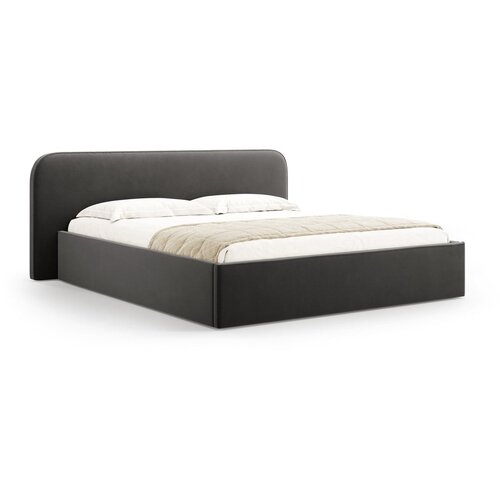 Micadoni Crni tapecirani bračni krevet s prostorom za odlaganje s podnicom 200x200 cm Elizabeth &amp;ndash; Slike