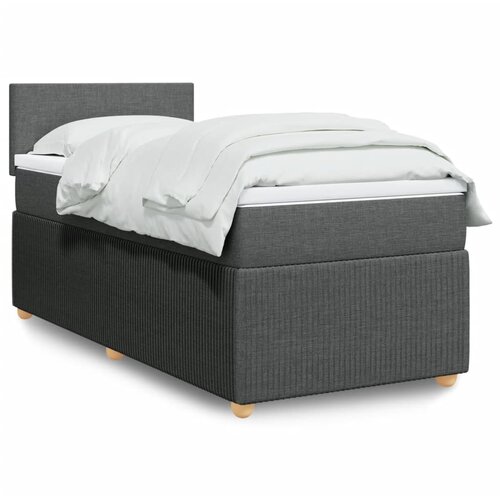 vidaXL Box spring postelja z vzmetnico temno siva 90x200 cm blago Cene