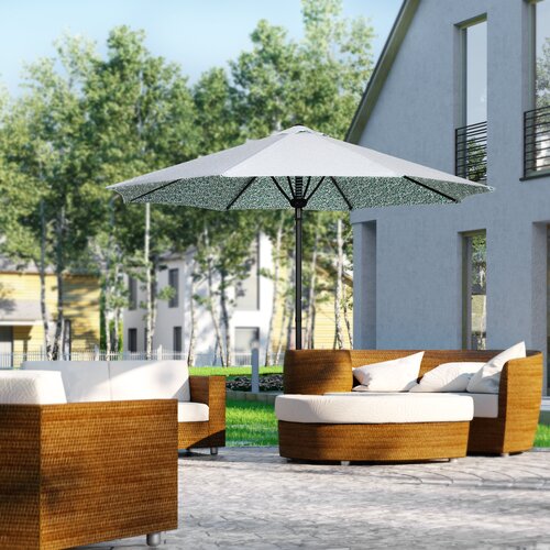 Outsunny Kovinski vrtni dežnik z dvema deloma in 8 poliestrskimi prevlekami, Ø292x250 cm, zeleno-belo-črn, (20744475) Cene