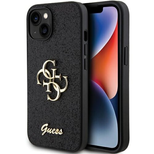 Guess GUHCP15SHG4SGK silikonski ovitek za iPhone 15 - črn z bleščicami in zlatim logom Cene