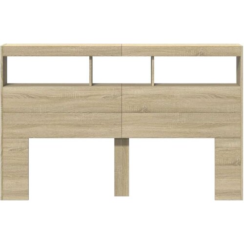 VidaXL Ormarić za uzglavlje s LED svjetlima boja hrasta 160x17x102 cm Slike