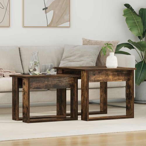  Set stolića za kavu 2 pcs Dimljeni hrast Konstruirano drvo Cijene