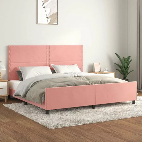  Okvir za krevet s uzglavljem ružičasti 200x200 cm baršunasti