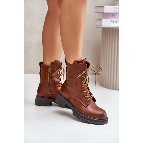 Kesi Insulated ankle boots Workers with zip brown Leairae Slike