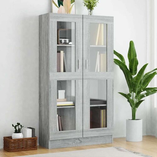 VidaXL vitrina siva sonoma 82,5x30,5x150 cm konstruiran les Slike
