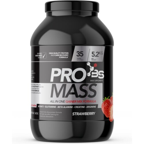 Basic Supplements pro mass gainer – optimalna formula za mišićni rast - jagoda 5.2kg Cene