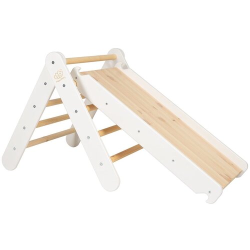 MeowBaby Bijeli trokut za kiseljenje od borovine 46x87x60 cm Montessori - Slike