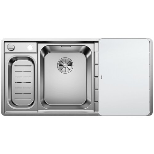 Blanco sudoper AXIS III 6 S-IF InFino INOX 18/10, BAZEN LIJEVO, pribor 18/10 + bijela staklena daska, s dalj. upr. Slike