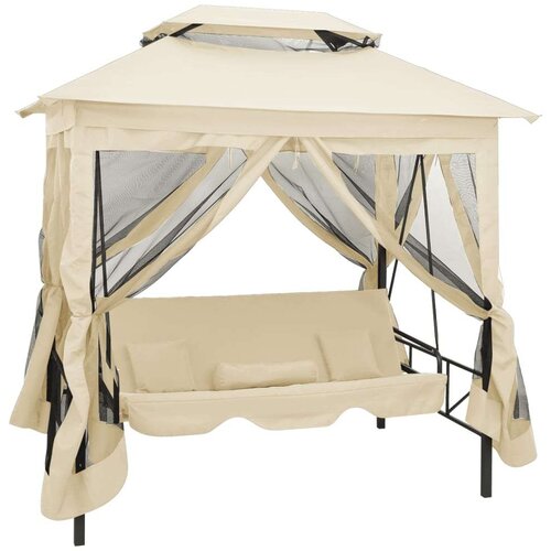 Gazebo Paviljon z gugalnico kremno bel, (21832009) Slike