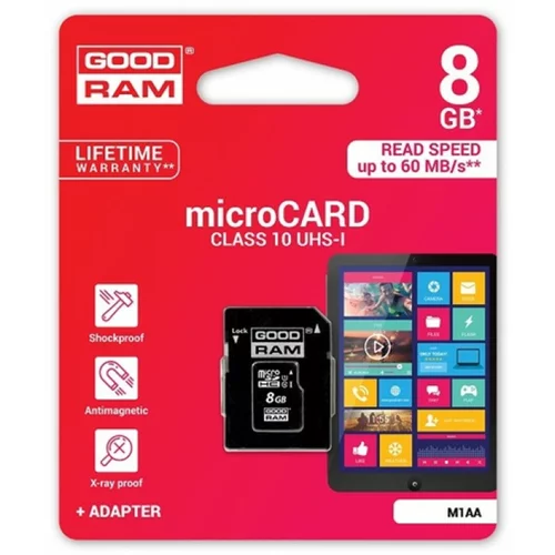 Goodram SPOMINSKA KARTICA 8 GB micro SD 2v1 Class 10