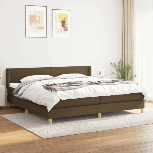  Box spring postelja z vzmetnico temno rjav 200x200 cm blago, (20899439)