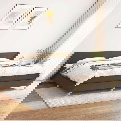  Krevet s oprugama i madracem tamnosmeđi 200x200 cm od tkanine Cijene