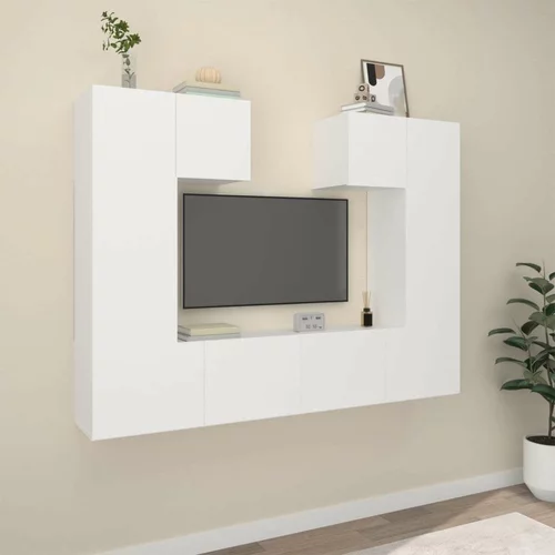  Komplet TV omaric 6-delni bel inženirski les, (20912636)