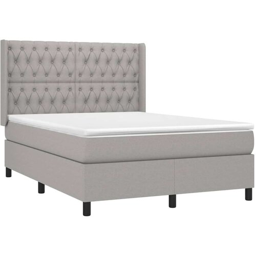  Krevet box spring s madracem LED svjetlosivi 140x200 cm tkanina Slike