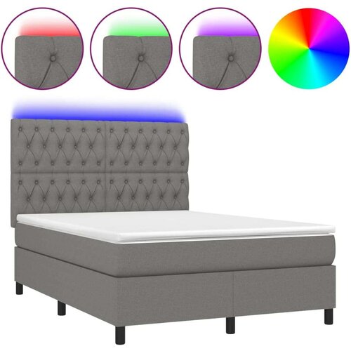  Krevet box spring s madracem LED tamnosivi 140x200 cm tkanina Slike