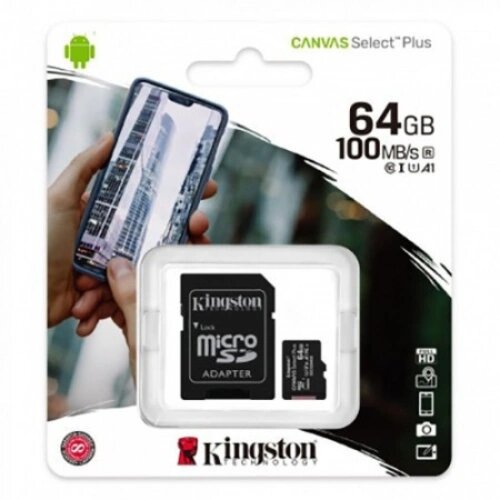 Kingston SD card Kingston 64 GB SDHC SDCS2/64GB Class10 Canvas Select Plus SD adapter;100MBs Read,Class 10 UHS-I Cene