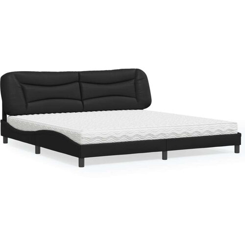  Postelja z vzmetnico črna 200x200 cm umetno usnje Cene