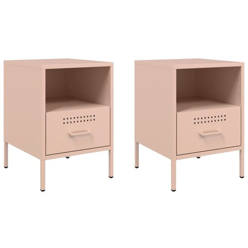Maison Chic Dvo delni komplet Nočne omarice - Nočne mize roza 36x39x50,5 cm jeklo, (21688094) Slike
