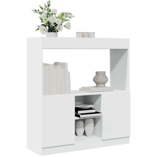 vidaXL Visoka omara bela 92x33x100 cm inženirski les Cene