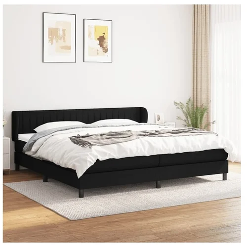  Box spring postelja z vzmetnico črn 200x200 cm blago