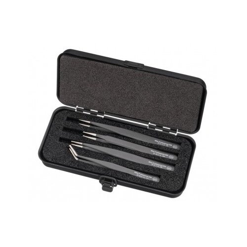 Wiha 32349 set pinceta 4-dijelni &amp;scaron;iljasti, plosnat-&amp;scaron;irok, zaokružen Slike