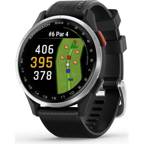 Garmin Pametna ura Approach S44 s srebrno aluminijasto luneto in črnim silikonskim trakom, (5000525643) Slike