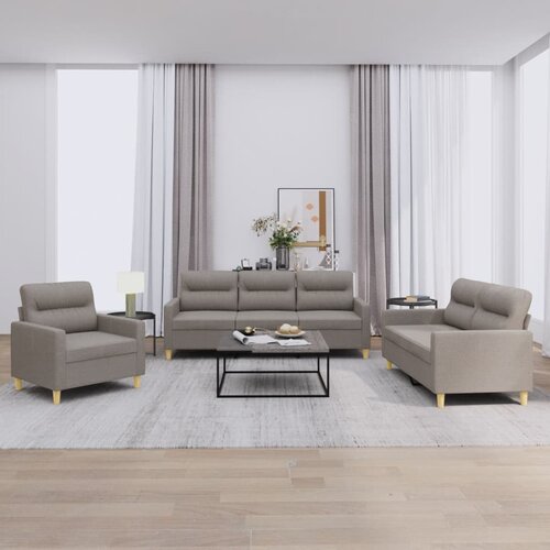  3-dijelni set sofa s jastucima smeđesivi od tkanine Slike