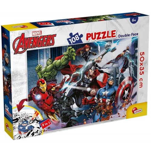Lisciani Puzzle Marvel Avengers 2u1 složi I oboji - 108 delova Slike