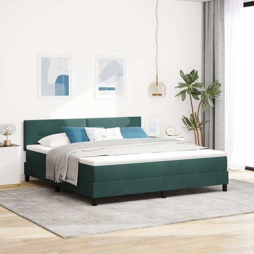 Box Spring postelja z vzmetnico temno zelena super kralj velikost žamet, (22051629) Cene