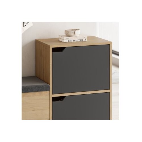 Hanah home cipelarnik haven shoe bench oak anthracite Slike