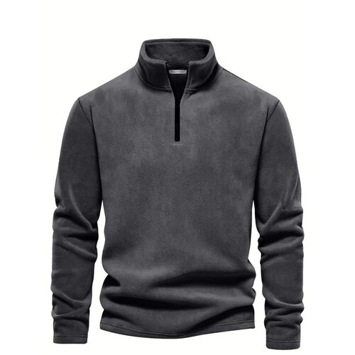 Dewberry 49143 Half Zipper Stand Collar Mens Fleece-DARK GREY Cijene