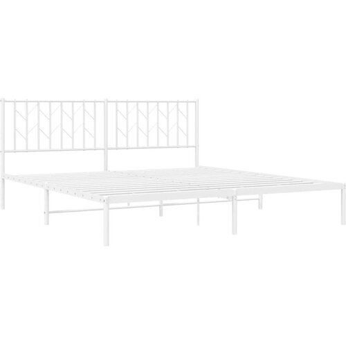 VidaXL Metalni okvir za krevet s uzglavljem bijeli 183x213 cm Slike