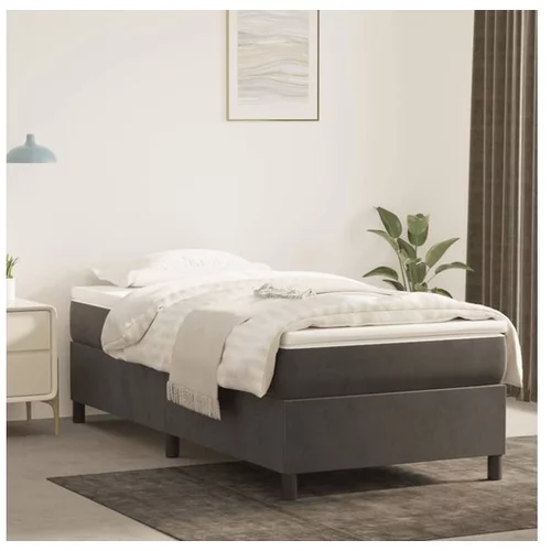  Box spring postelja z vzmetnico temno siva 90x200 cm žamet