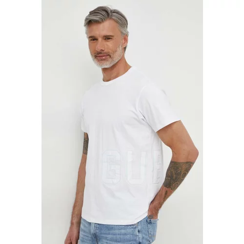 Guess Bombažna kratka majica moški, bela barva