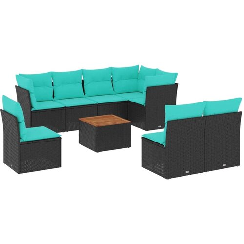  Vrtna garnitura - 9-dijelni set vrtnih sofa od poliratana s jastucima crni - Crna 1 Slike