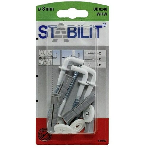 STABILIT Set univerzalnih tipli (Promjer tiple: 8 mm, Duljina tiple: 40 mm, 4 Kom., S kukom, Bijele boje) Cijene
