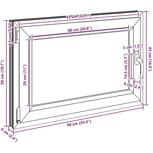  Prozor za podrum RISOR Antracit 90 x 50 cm PVC i staklo - Antracit 90 x 50 cm (trostruki sloj) Nagibanje i okretanje lijevo Slike