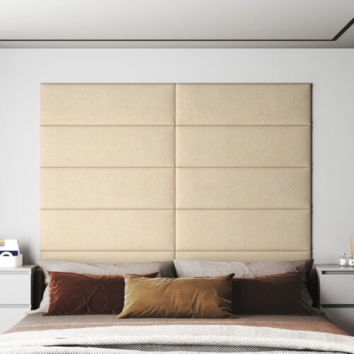 VidaXL Stenski paneli 12 kosov krem 90x30 cm blago 3,24 m&amp;sup2; Slike