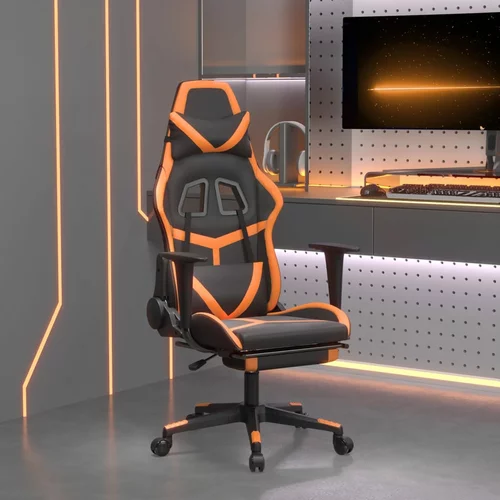  Igraća stolica s osloncem za noge umjetna koža crno-narančasta