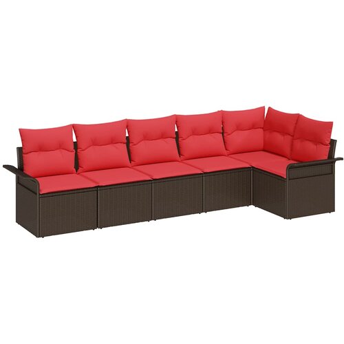  Sjedeća garnitura za vrt 6 kom. Smeđa poliratan 297,5 x 132,5 x 85 cm Slike