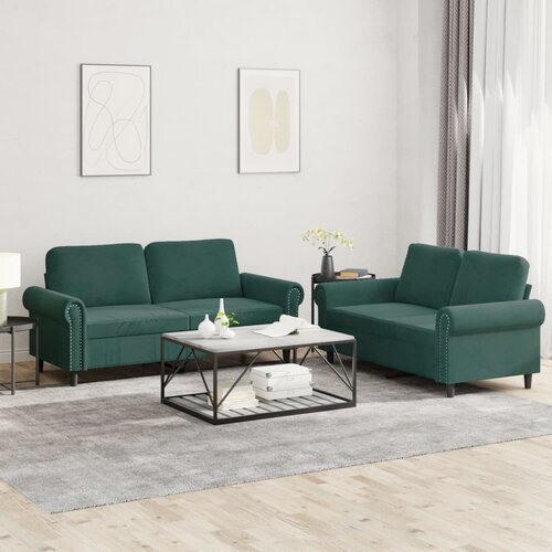 vidaXL 2-dijelni set sofa s jastucima tamnozeleni baršunasti Cijene