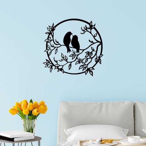 Wallity Zidna dekoracija Bird&amp;#039;s Love, 60x58 cm, Crna Slike