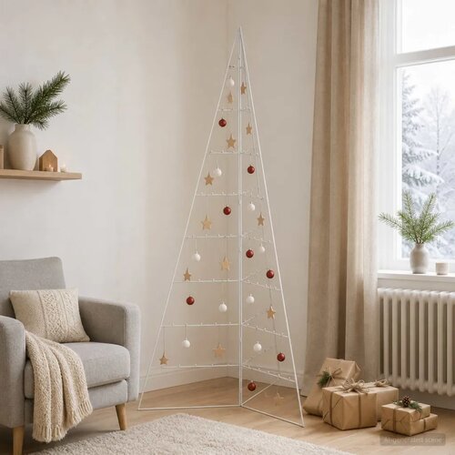  Metalna božićna jelka KUOPIO 210 cm Čelik Bijela - 210 cm Bijela bez LED svjetala Cijene