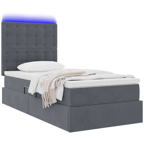  Krevet s prostorom za pohranu s LED-om Tamno siva 90 x 190 cm Slike