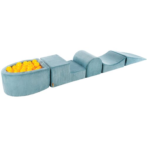 MeowBaby 4-delni penasti igralni komplet ® Foam Playground z okroglim bazenom, 100 žogami, estetski, velvet, turkizna: rumena, (21333716) Cene