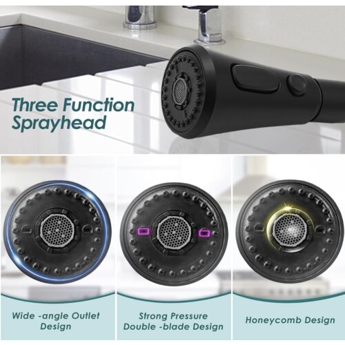  360° rotatable multifunctional tap aerator with 3 modes - water saver for kitchen & bathroom (black) | eyn DEL1712 - b Cene